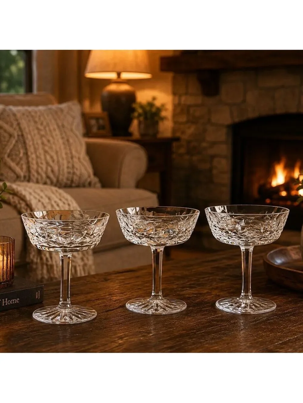 Vintage Waterford Lismore Champagne Coupe Tall Sherbet Glasses Set of 3 Crystal